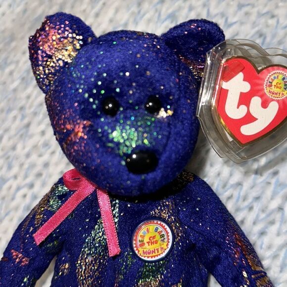 ty Comet Rare Beanie Baby of the Month Galaxy Glitter Purple Teddy November 2003 - Picture 4 of 8